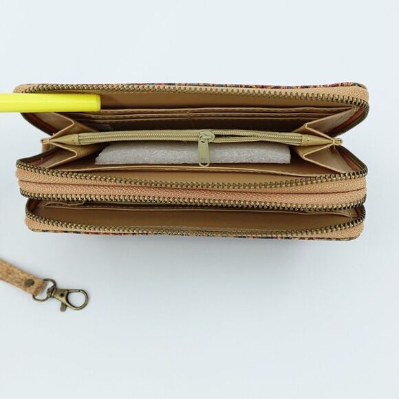 Cork Wristlet Wallet Medium Moroccan Print Vegan Purse Boho Chic - Picture 4 of 9